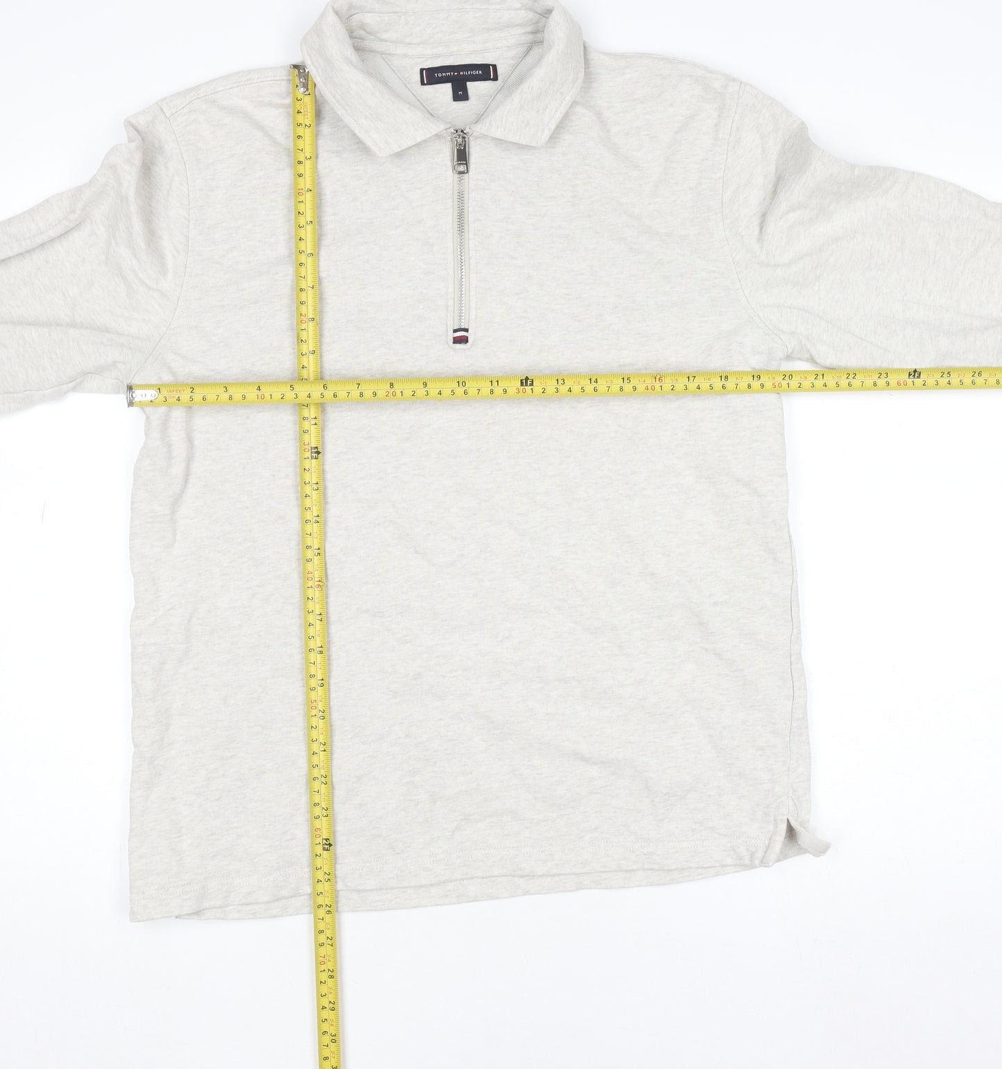 Tommy Hilfiger Men's Beige 1/2 Zip Collared Sweatshirt Size M