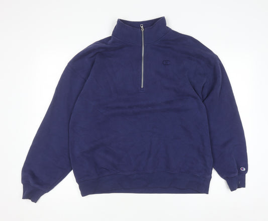 Champion Mens Blue 1/4 Zip Fleece Sweatshirt Size M