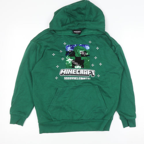 Minecraft Boys Green Sequin Creeper Pullover Hoodie 10-11 Years