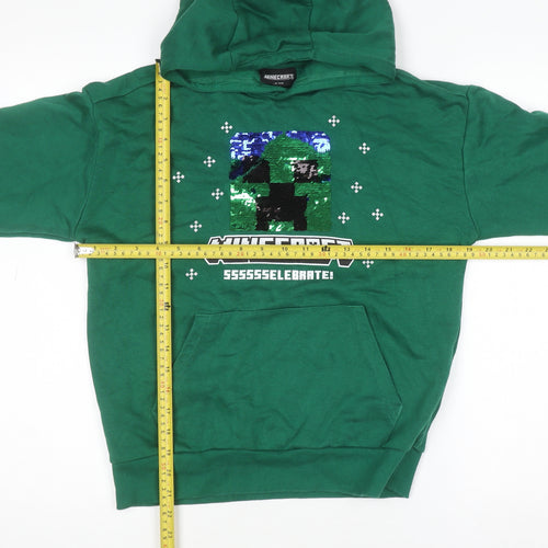 Minecraft Boys Green Sequin Creeper Pullover Hoodie 10-11 Years