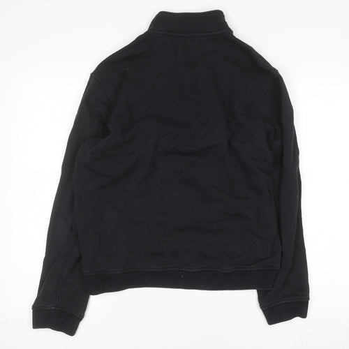 Parlez Mens Black Half Zip Fleece Sweatshirt Size M Logo Sports Style