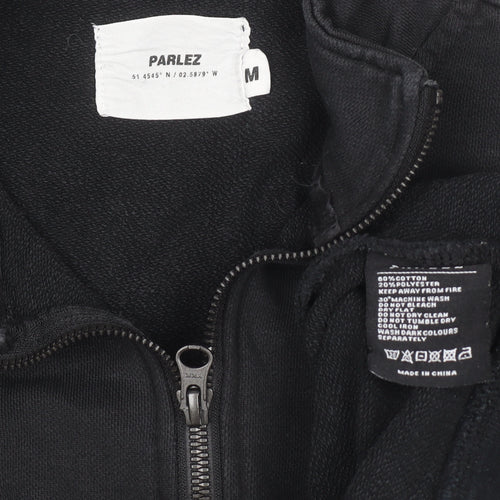 Parlez Mens Black Half Zip Fleece Sweatshirt Size M Logo Sports Style