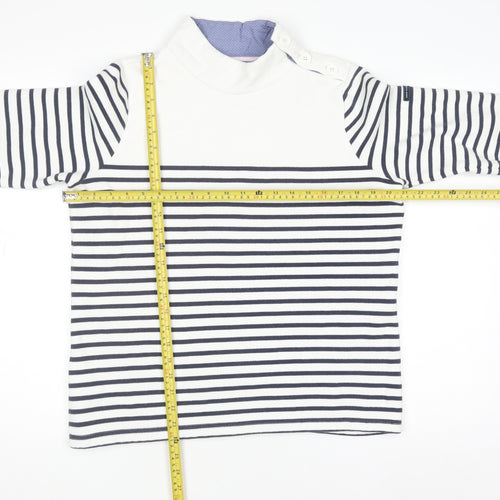 Crew Clothing Women’s White Navy Stripe High Neck Cotton Pullover Jumper Size 12