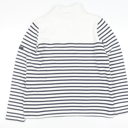 Crew Clothing Women’s White Navy Stripe High Neck Cotton Pullover Jumper Size 12