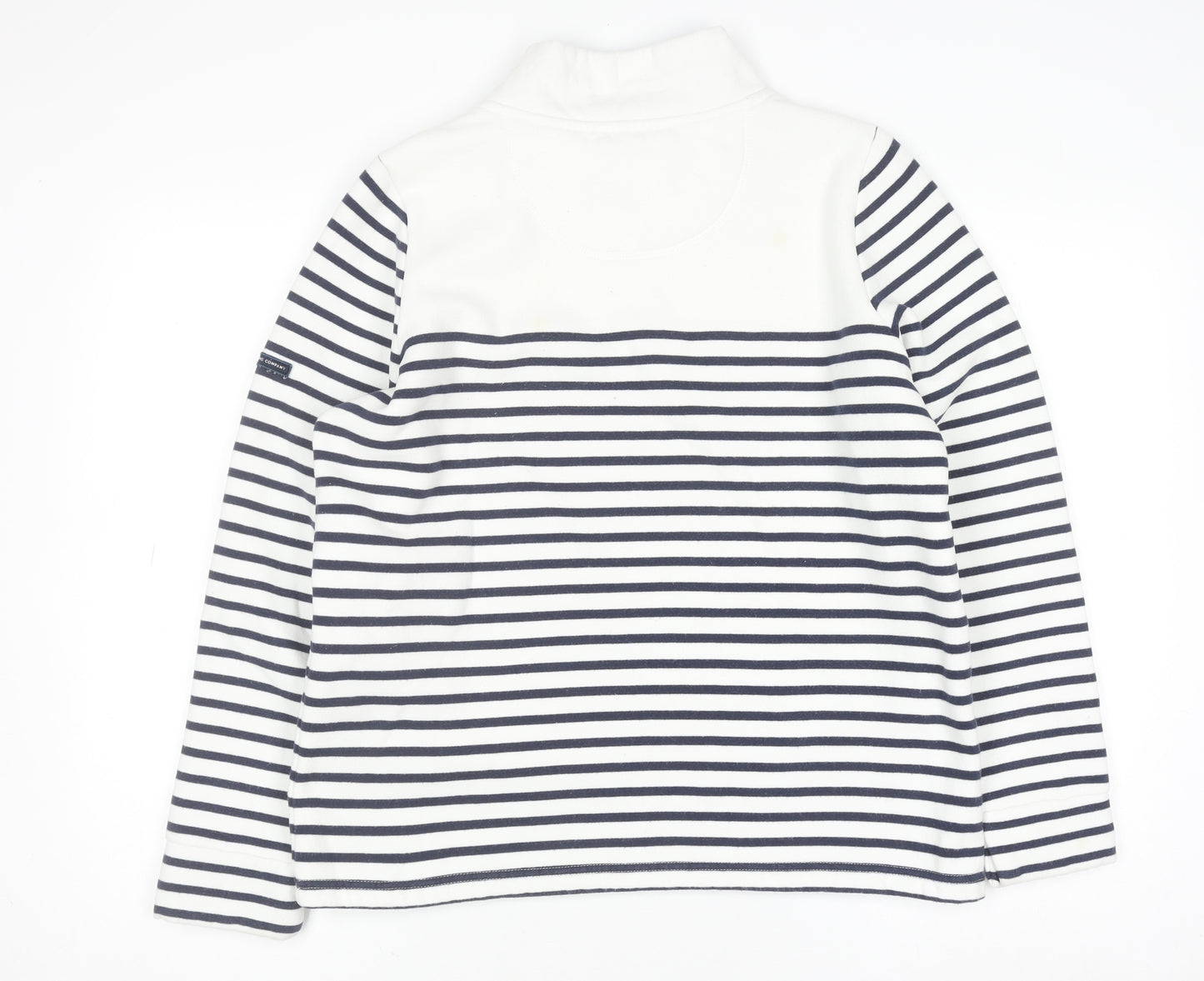 Crew Clothing Women’s White Navy Stripe High Neck Cotton Pullover Jumper Size 12