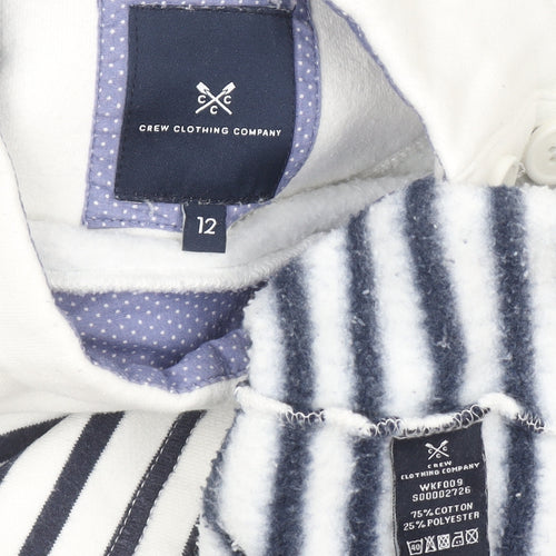 Crew Clothing Women’s White Navy Stripe High Neck Cotton Pullover Jumper Size 12