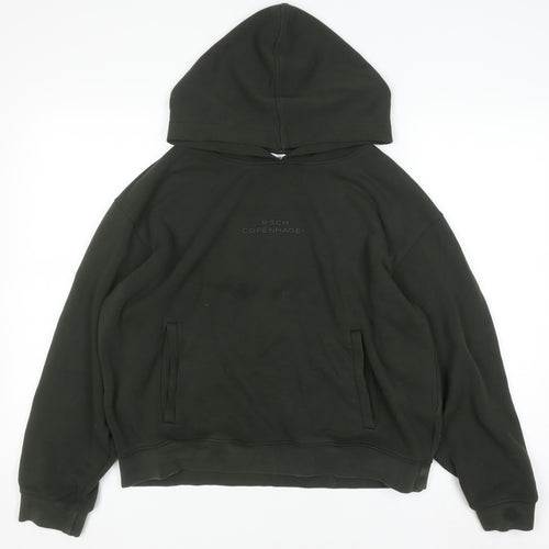 MSCH Copenhagen Women Green M/L Pullover Hoodie Cotton Blend