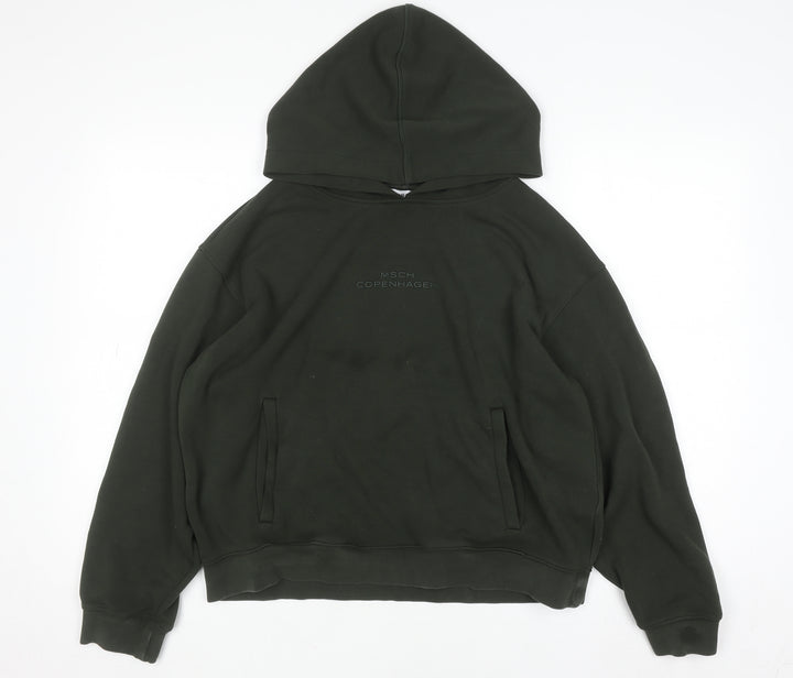 MSCH Copenhagen Women Green M/L Pullover Hoodie Cotton Blend