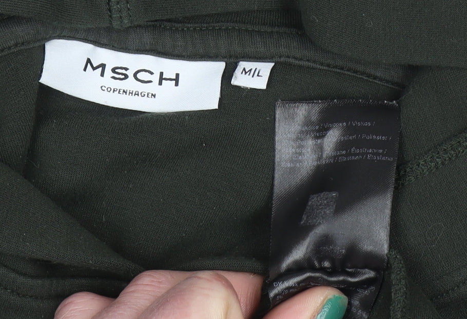 MSCH Copenhagen Women Green M/L Pullover Hoodie Cotton Blend