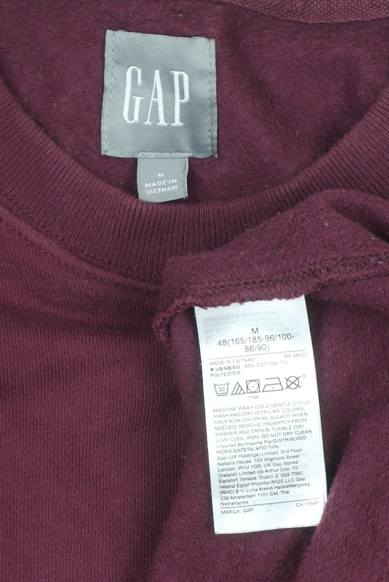 GAP Men’s Burgundy Pullover Sweatshirt M Cotton Blend Fleece Crew Neck