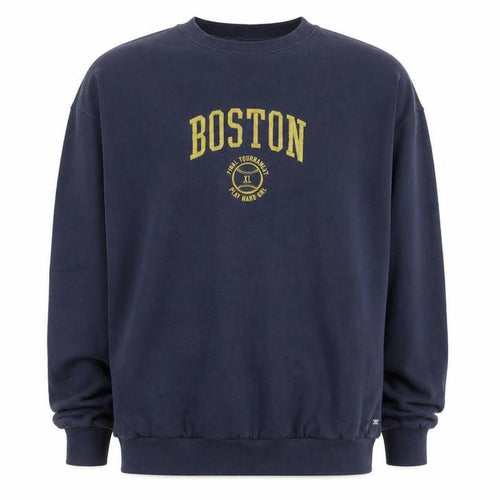 Pull&Bear Men's Blue Boston Graphic Pullover Sweatshirt XL