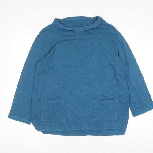 Seasalt Cornwall Women’s Blue Roll Neck Cotton Pullover Jumper Size 12