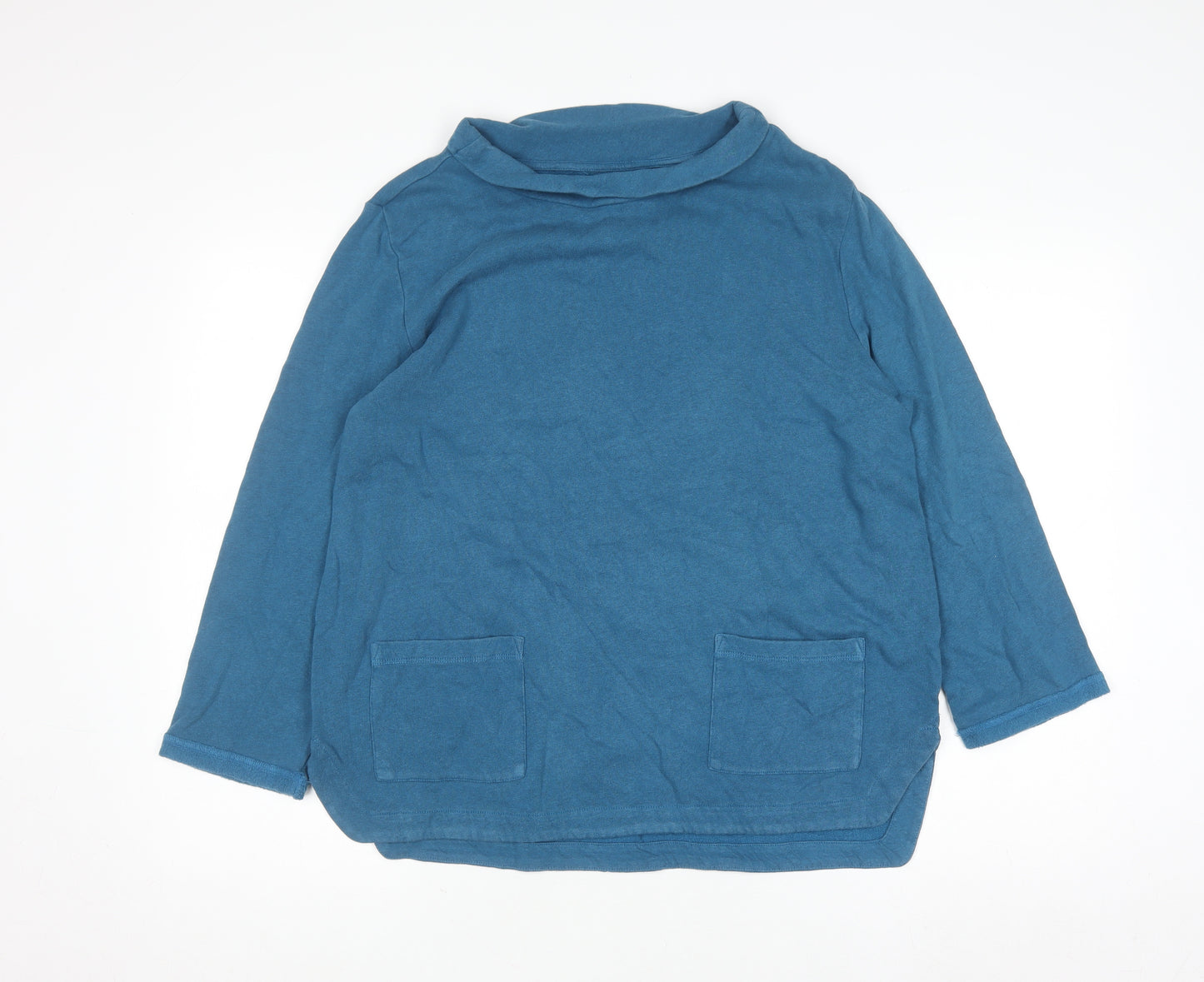 Seasalt Cornwall Women’s Blue Roll Neck Cotton Pullover Jumper Size 12