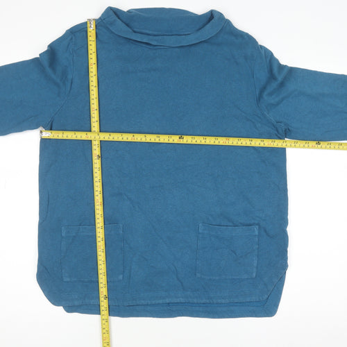Seasalt Cornwall Women’s Blue Roll Neck Cotton Pullover Jumper Size 12