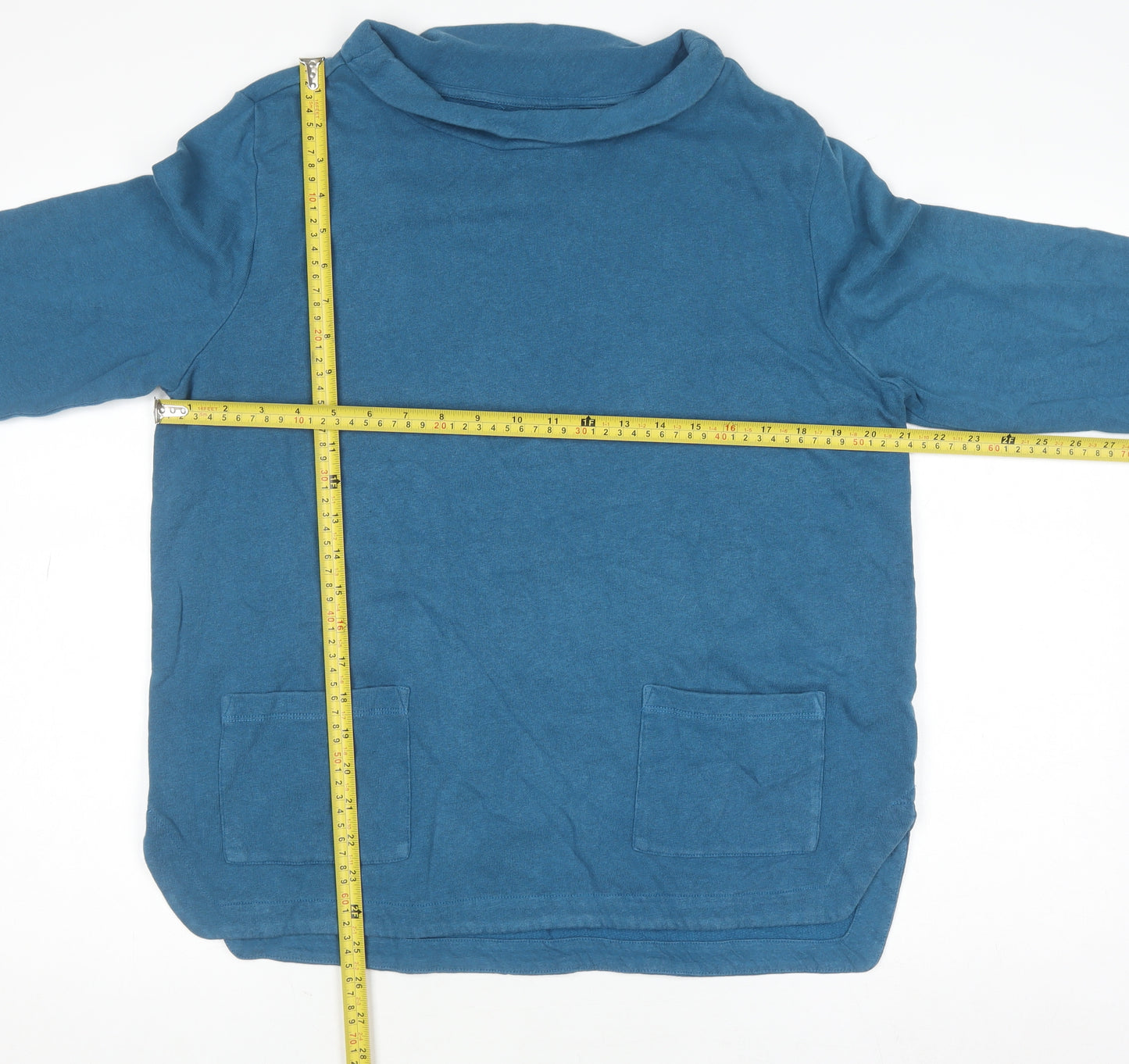 Seasalt Cornwall Women’s Blue Roll Neck Cotton Pullover Jumper Size 12