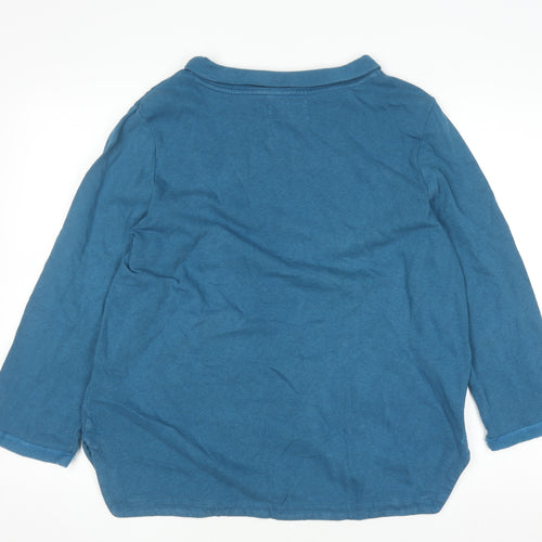 Seasalt Cornwall Women’s Blue Roll Neck Cotton Pullover Jumper Size 12