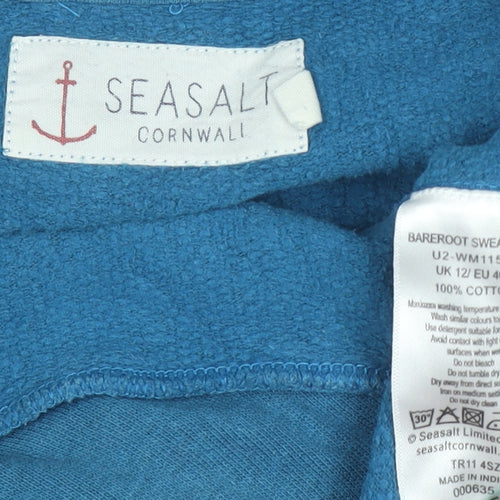 Seasalt Cornwall Women’s Blue Roll Neck Cotton Pullover Jumper Size 12