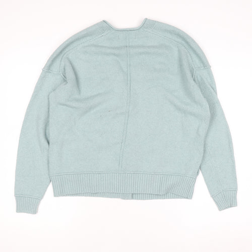 Hollister Women Green XS Button V-Neck Knit Cardigan Jumper