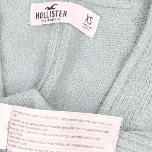 Hollister Women Green XS Button V-Neck Knit Cardigan Jumper