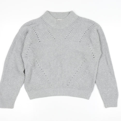 H&M Teens Grey Mock Neck Chunky Knit Pullover Jumper Size 14