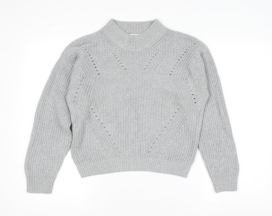 H&M Teens Grey Mock Neck Chunky Knit Pullover Jumper Size 14
