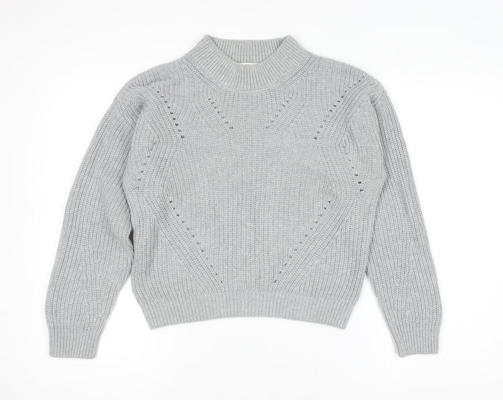 H&M Teens Grey Mock Neck Chunky Knit Pullover Jumper Size 14