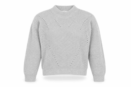 Front view of H&M Teens Grey Mock Neck Chunky Knit jumper, size 14
