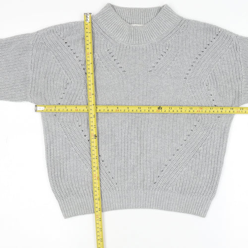 H&M Teens Grey Mock Neck Chunky Knit Pullover Jumper Size 14