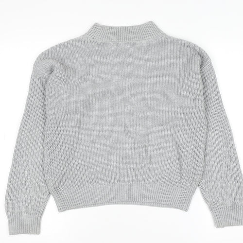 H&M Teens Grey Mock Neck Chunky Knit Pullover Jumper Size 14