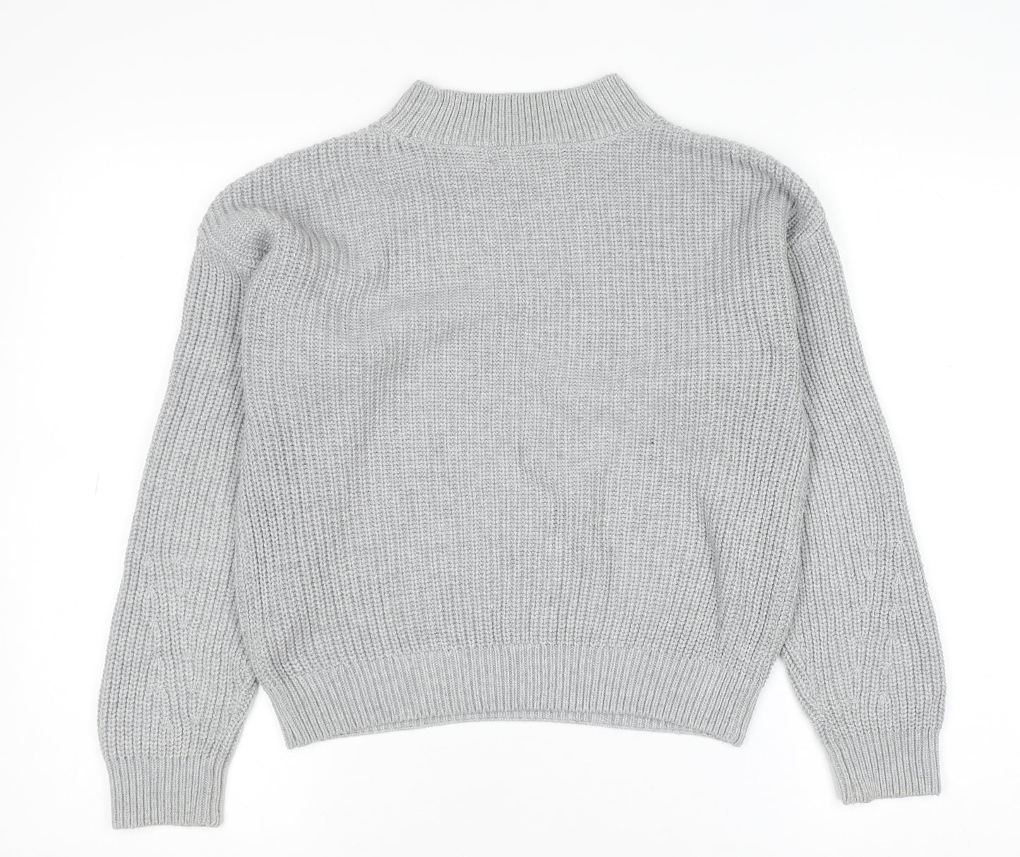 H&M Teens Grey Mock Neck Chunky Knit Pullover Jumper Size 14