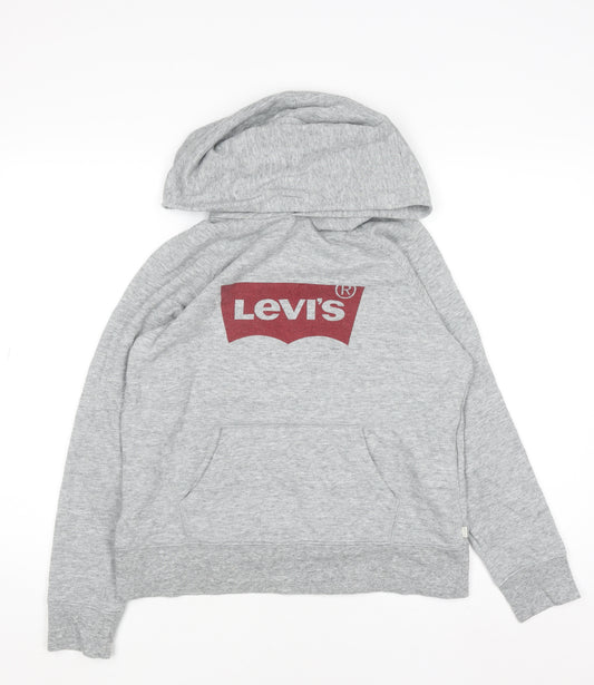 Levi's Boys Grey Pullover Hoodie Small Cotton Blend Casual Sweatshirt