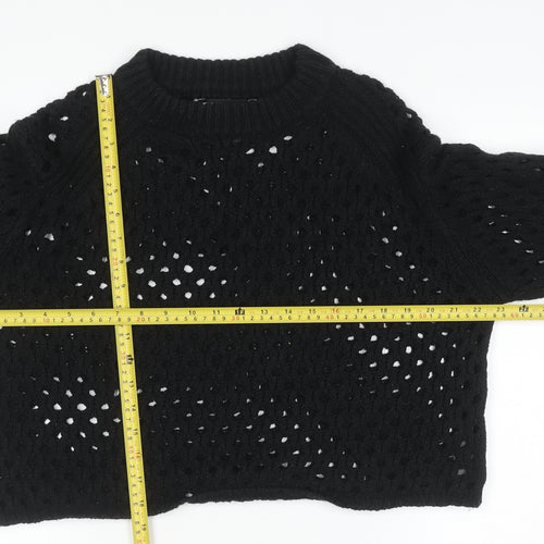 ASOS Women's Black Open Knit Cropped Jumper Size 8