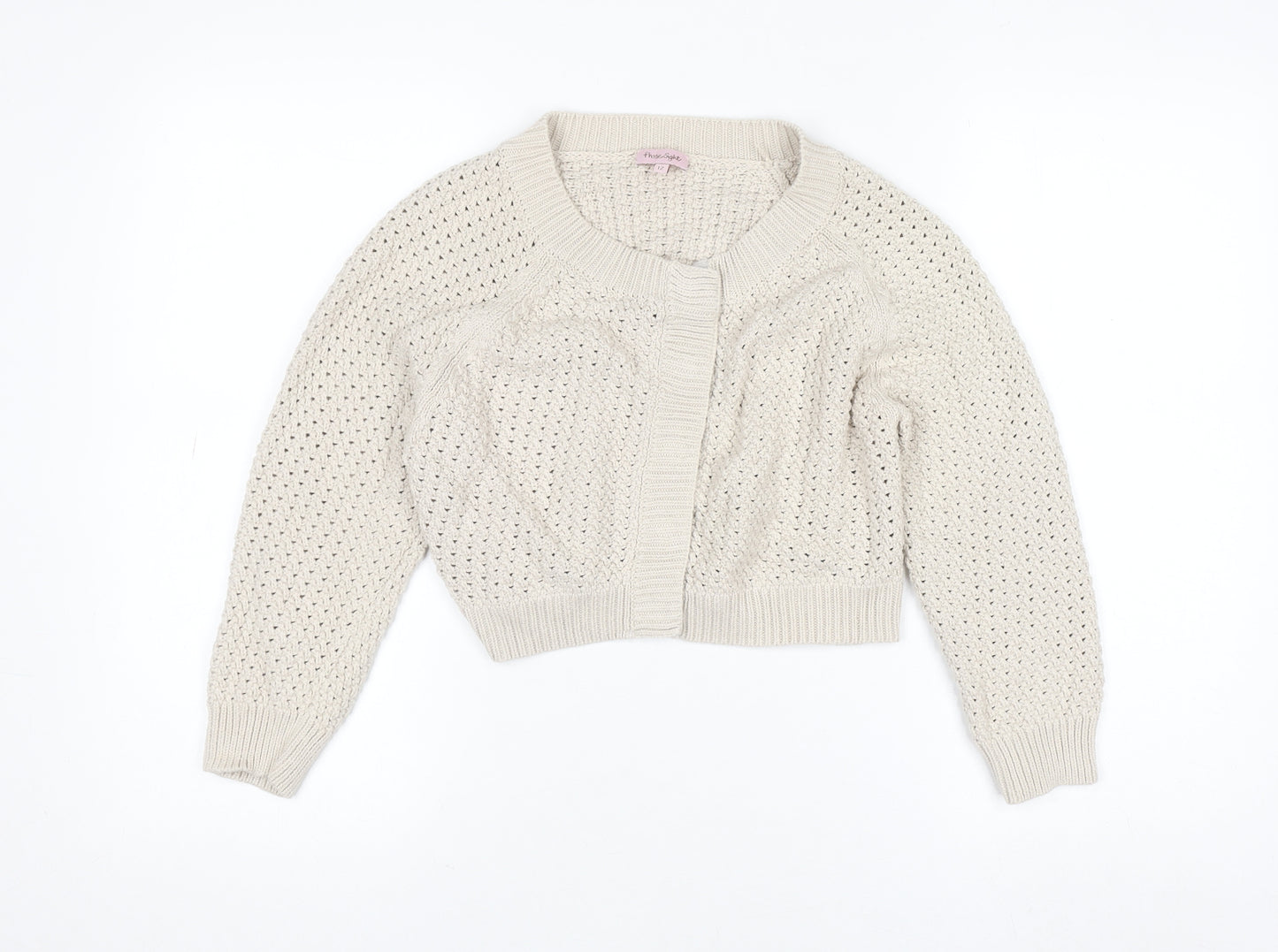Phase Eight Women’s Beige Open-Knit Cotton Cardigan Size 12