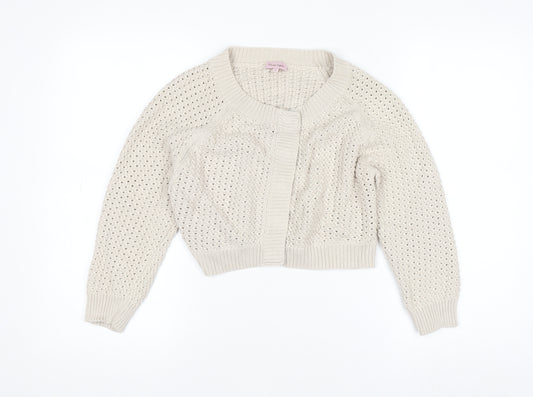 Phase Eight Women’s Beige Open-Knit Cotton Cardigan Size 12