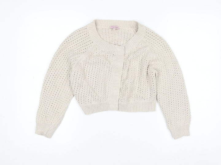 Phase Eight Women’s Beige Open-Knit Cotton Cardigan Size 12