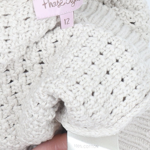 Phase Eight Women’s Beige Open-Knit Cotton Cardigan Size 12