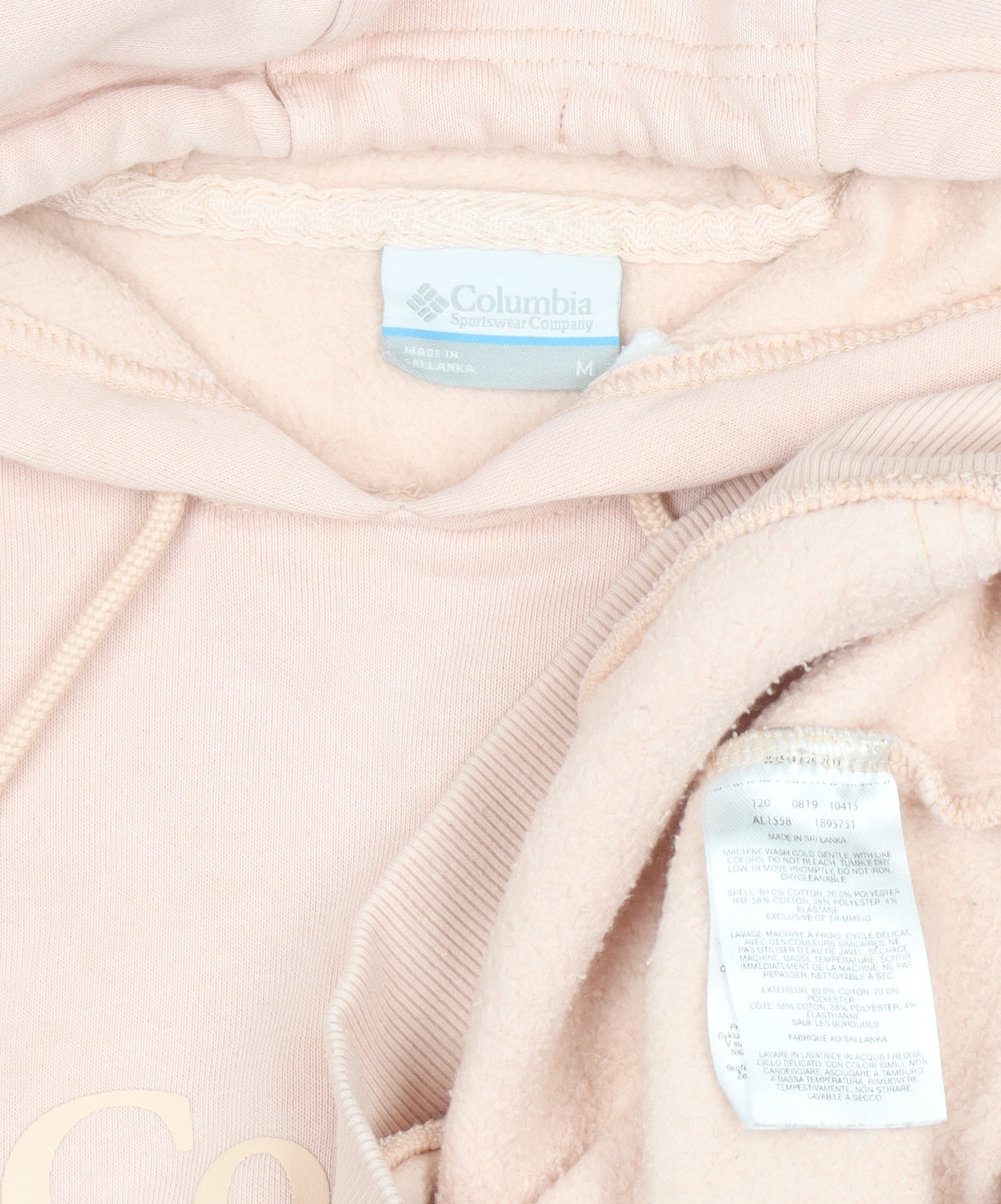 Columbia Womens Pink Hooded Pullover Hoodie Medium Fleece Lined