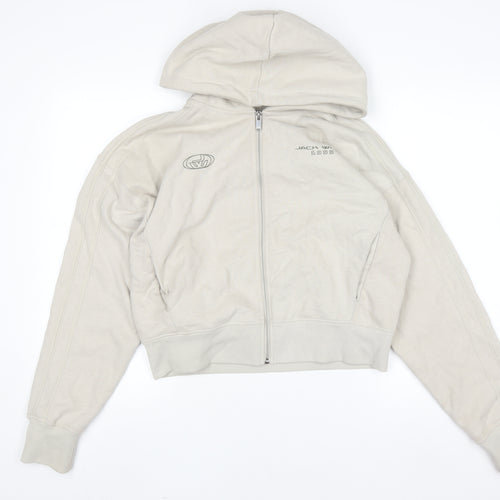 Jack Wills Women's Beige Full Zip Hoodie UK 10 Cotton Casual
