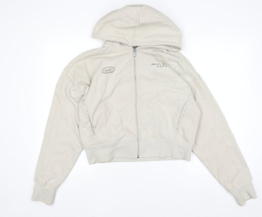 Jack Wills Women's Beige Full Zip Hoodie UK 10 Cotton Casual