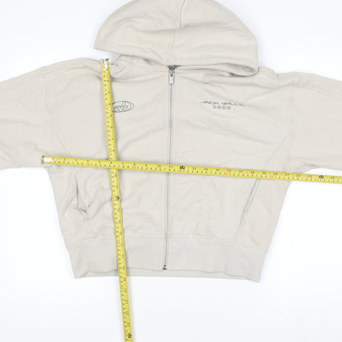 Jack Wills Women's Beige Full Zip Hoodie UK 10 Cotton Casual