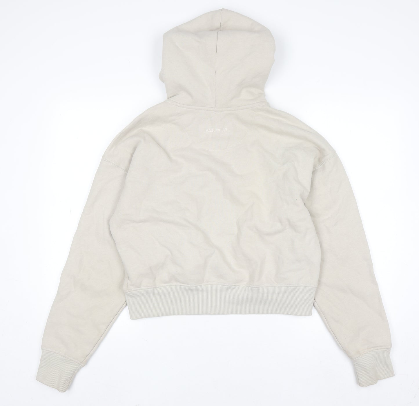 Jack Wills Women's Beige Full Zip Hoodie UK 10 Cotton Casual
