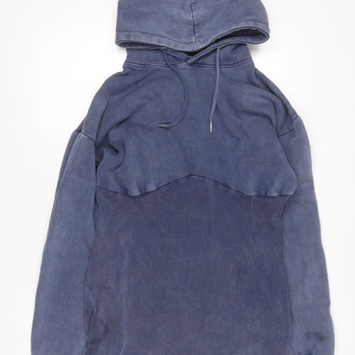 PrettyLittleThing Women Blue Pullover Hoodie UK 16 Cotton Blend