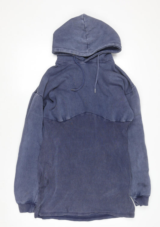 PrettyLittleThing Women Blue Pullover Hoodie UK 16 Cotton Blend