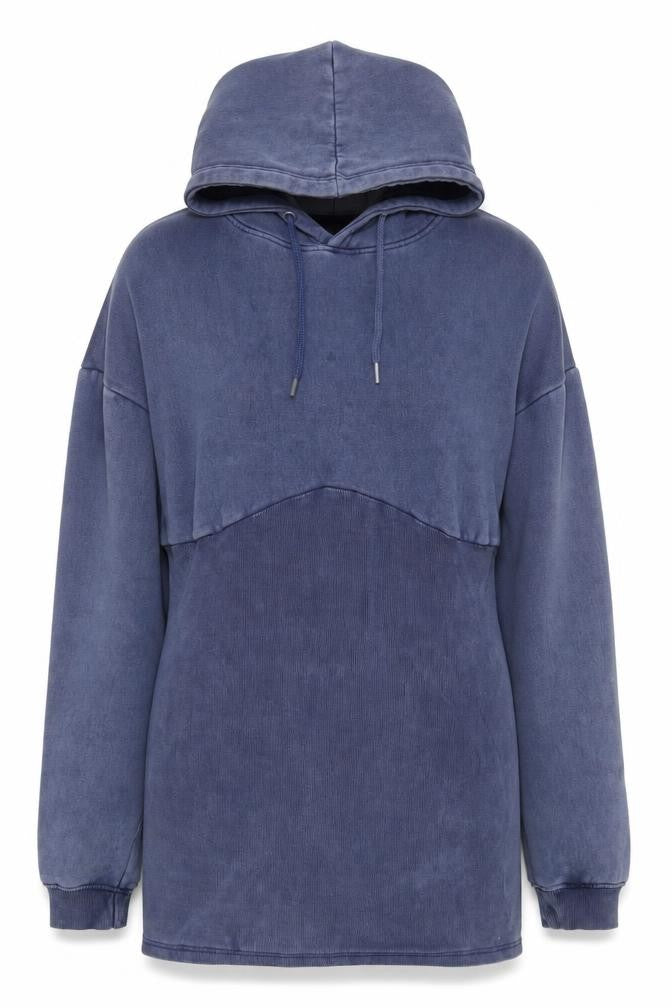 Front view of PRETTYLITTLETHING Women Blue Pullover Hoodie UK 16 Cotton Blend