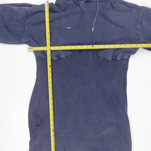 PrettyLittleThing Women Blue Pullover Hoodie UK 16 Cotton Blend