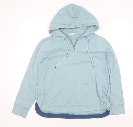 White Stuff Women Blue Cotton Hooded Pullover UK 10
