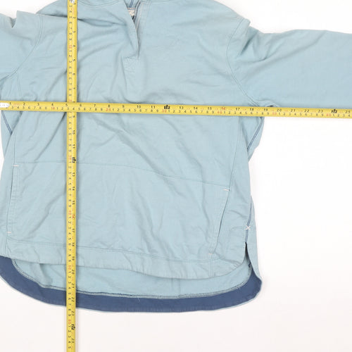 White Stuff Women Blue Cotton Hooded Pullover UK 10