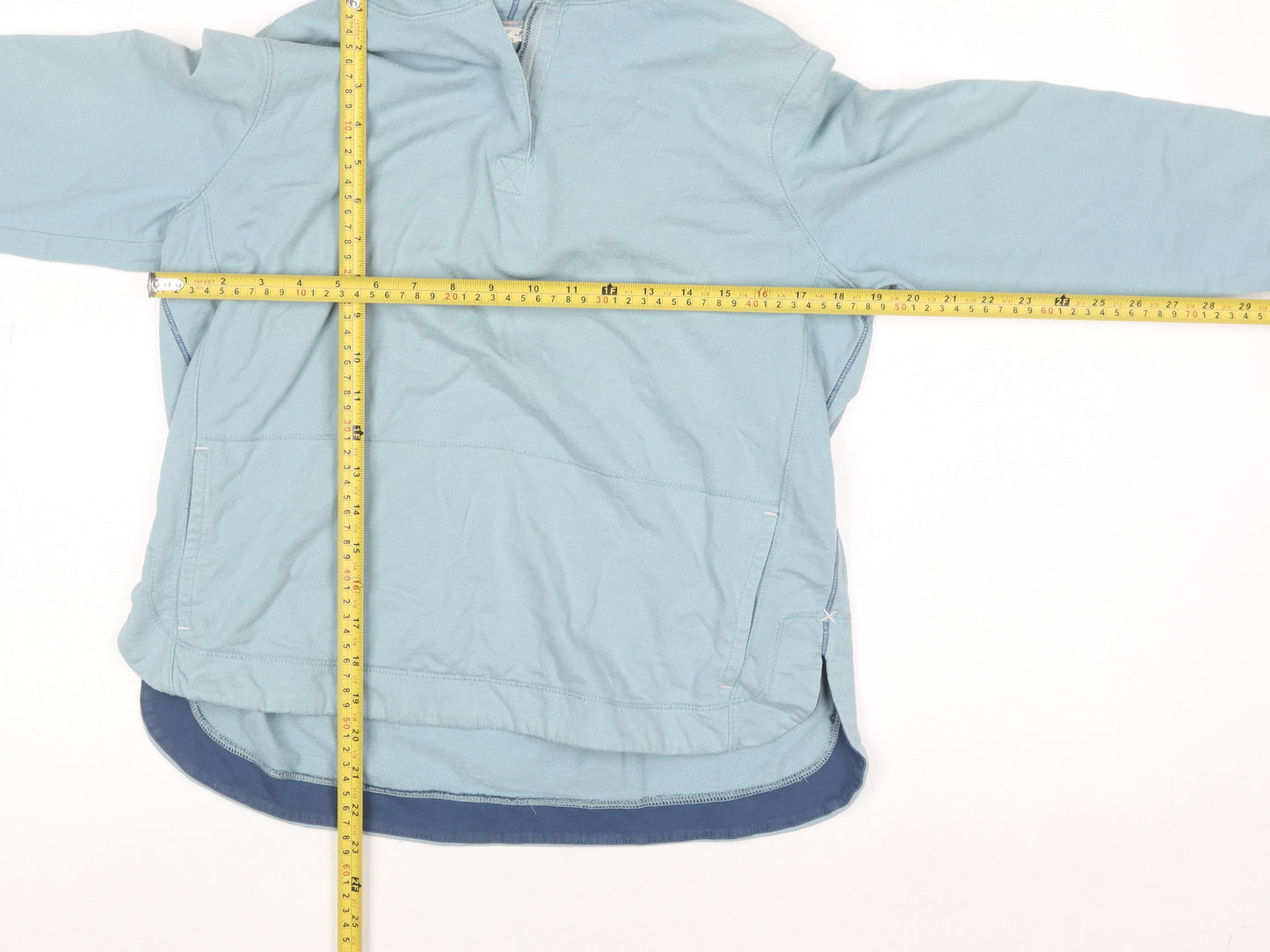 White Stuff Women Blue Cotton Hooded Pullover UK 10