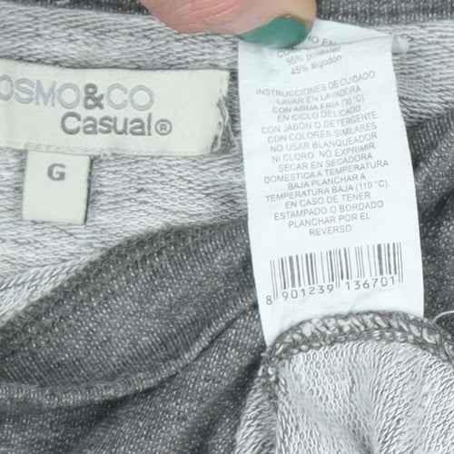 COSMO & CO Women’s Grey Sequin Shoulder Long Sleeve Pullover Jumper Size L
