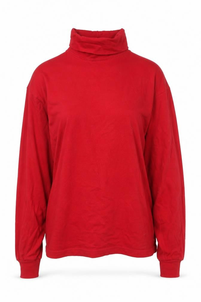 Front view of Savile Row Women Red Roll Neck Long Sleeve Cotton Top M